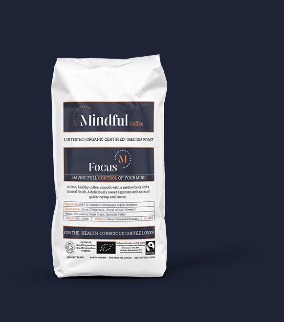 Mindful Coffee - Focus Original | Organic Coffee Beans | Mycotoxin Free - Lab Tested | Freshly Roasted |Single Origin Speciality