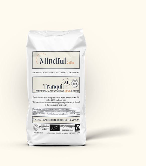 Mindful Coffee - Tranquil | Organic Swiss Water Decaf Coffee Beans | Mycotoxin Free - Lab Tested | Freshly Roasted |Single Origin Speciality