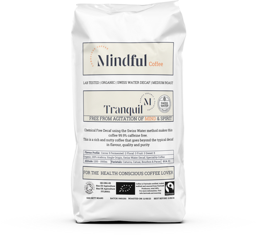 Mindful Coffee - Tranquil | Organic Swiss Water Decaf Coffee Beans | Mycotoxin Free - Lab Tested | Freshly Roasted |Single Origin Speciality