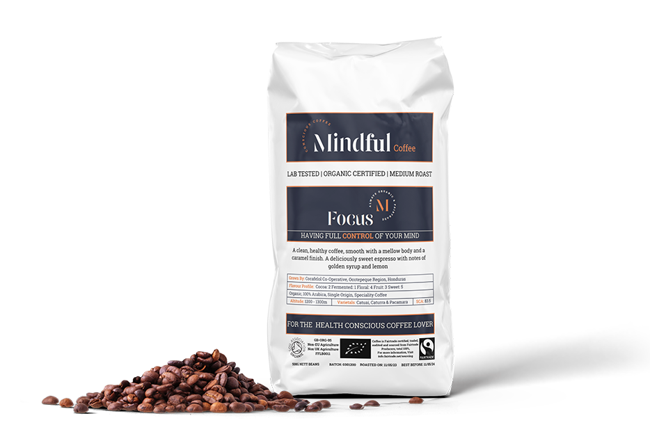 Mindful Coffee - Focus | Organic Coffee Beans | Mycotoxin Free - Lab Tested | Freshly Roasted |Single Origin Speciality